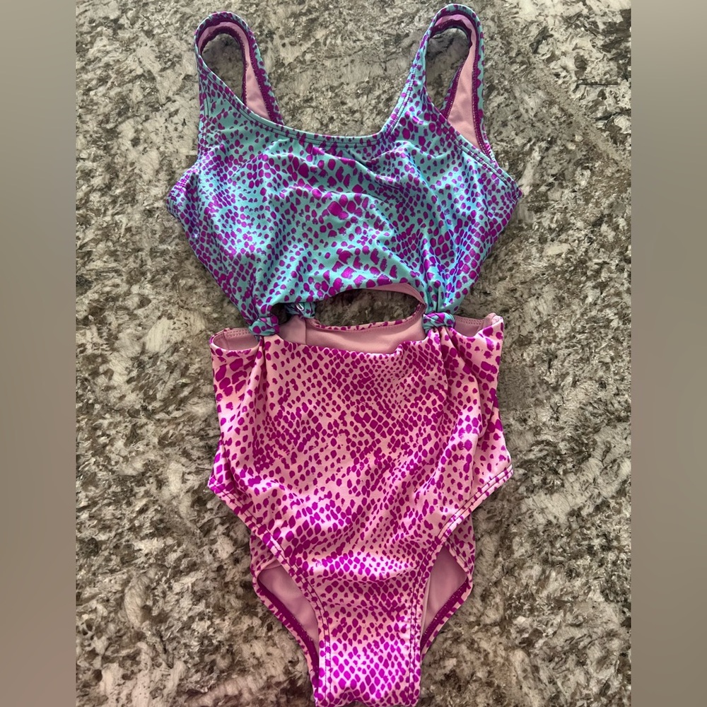 Girls purple & teal swimsuit size 7/8